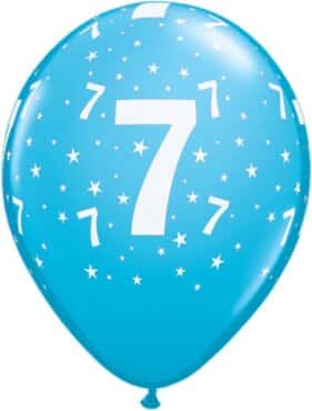 Luftballon 28 cm (11") mit der Zahl 7 zum 7. Geburtstag