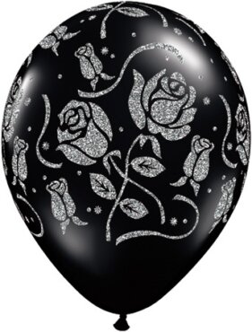 Luftballon Glitzer-Rosen schwarz