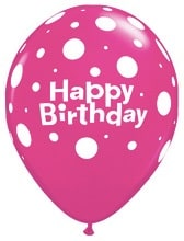 Luftballon Happy Birthday magenta