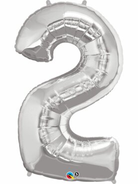 Geburtstagszahl Folienballon Zahl zwei silber