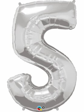 Geburtstagszahl Folienballon Zahl fünf silber
