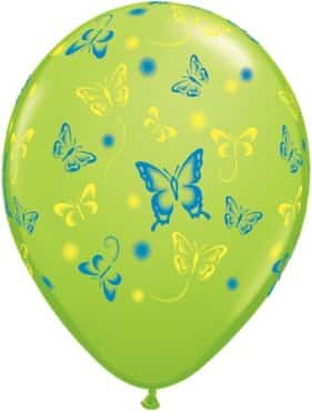 Luftballon mit Schmetterlingen hellgrün
