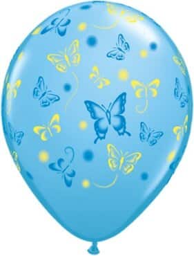 Luftballon mit Schmetterlingen hellblau