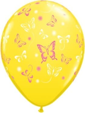 Luftballon mit Schmetterlingen gelb