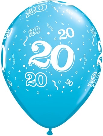 Luftballon Zahl 20 hellblau