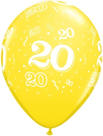 Luftballon Zahl 20 gelb