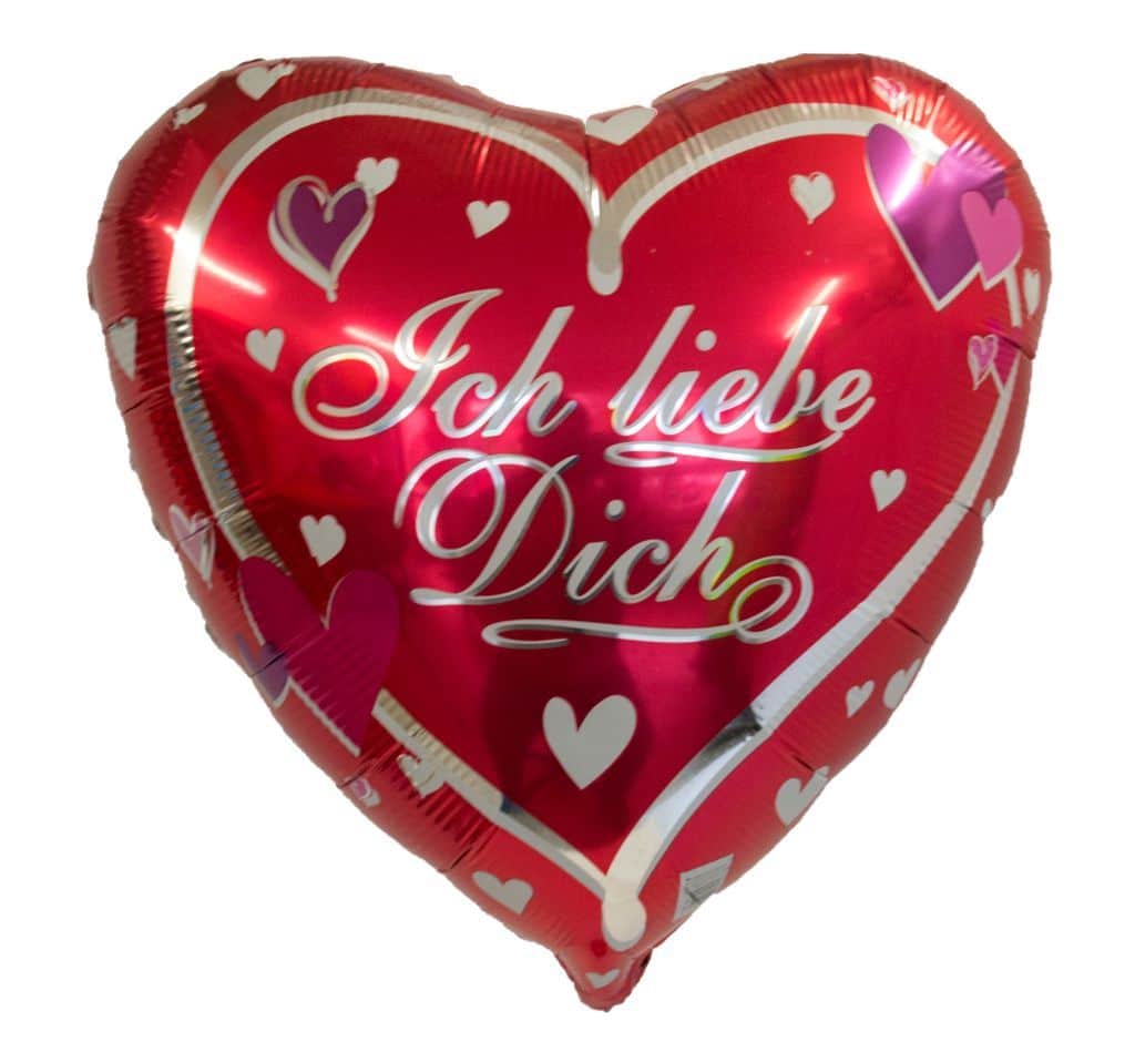Folienballon-Herz, ca. 40 cm "Ich liebe Dich". Mit Helium gefüllt, ca. 7 Tage Schwebezeit. Preis € 7,99