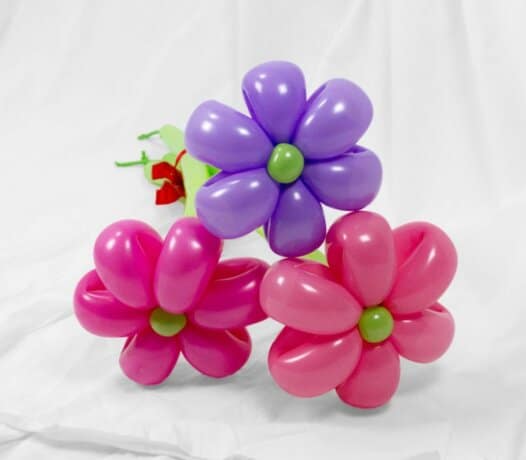 Blumenstrauss aus Luftballons 3 Blumen rosa-pink-flieder online bestellen