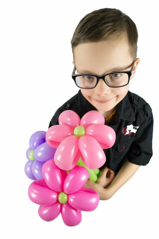Blumenstrauss aus Luftballons 3 Blumen rosa-pink-flieder online bestellen