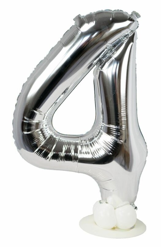Zahl 4 zum Geburtstag Luftballon mit Standfuß