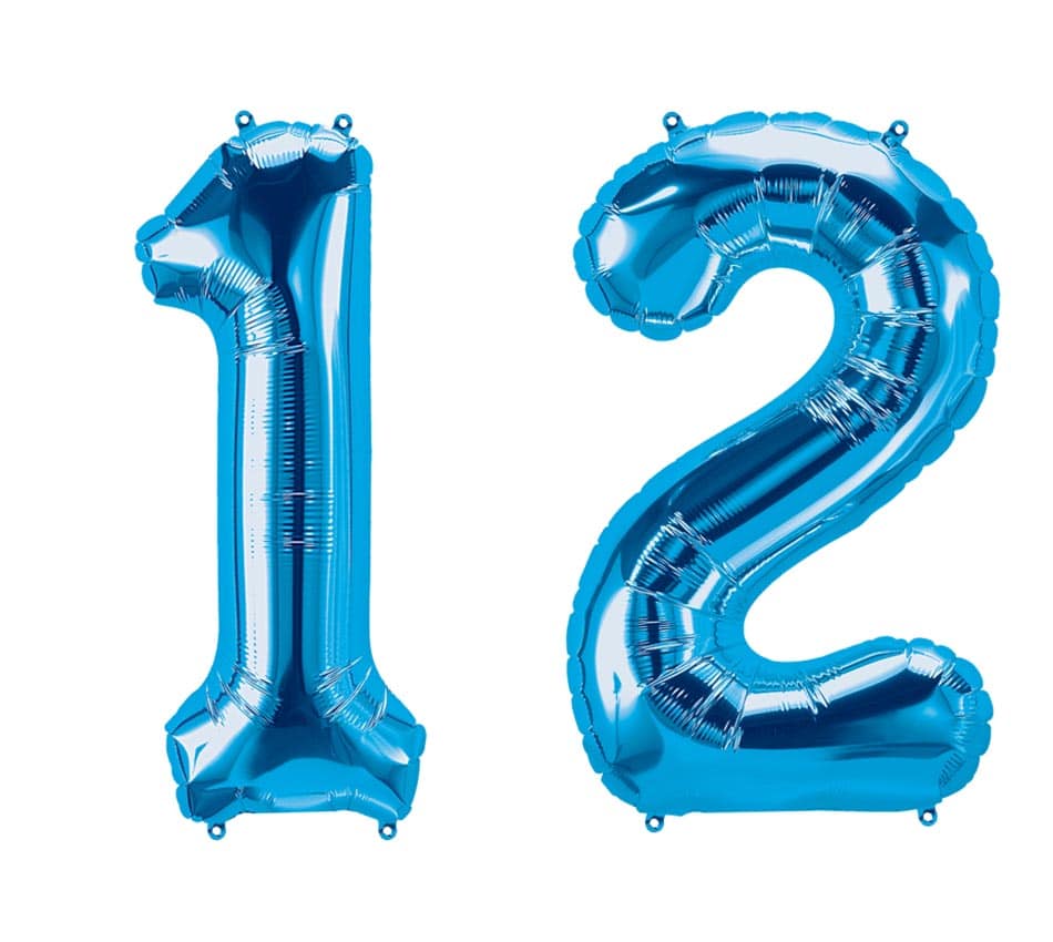 Luftballon Zahl 12 blau XXL gratis Versand mit Helium
