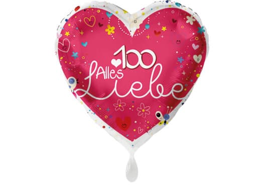 Herz Luftballon Alles Liebe Zahl 100 rot (38 cm)
