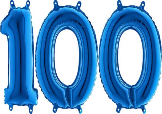 Luftballon Zahl 100 Zahlenballon blau (66 cm)