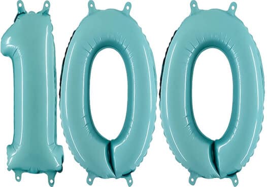 Luftballon Zahl 100 Zahlenballon pastell-blau (100 cm)