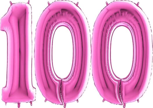 Luftballon Zahl 100 Zahlenballon pink (66 cm)