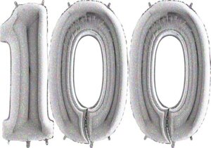 Luftballon Zahl 100 Zahlenballon silber-holographic (100 cm)