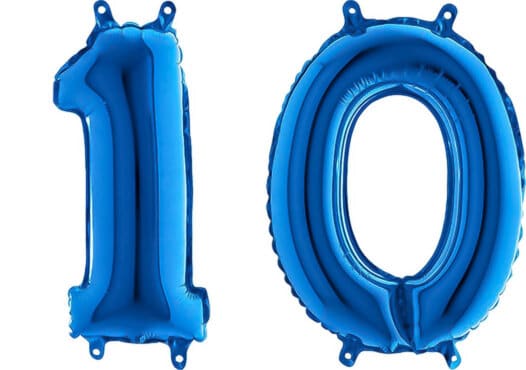 Luftballon Zahl 10 Zahlenballon blau (66 cm)