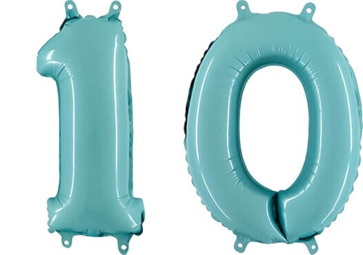 Luftballon Zahl 10 Zahlenballon pastell-blau (100 cm)