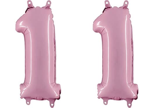Luftballon Zahl 11 Zahlenballon pastell-pink (100 cm)