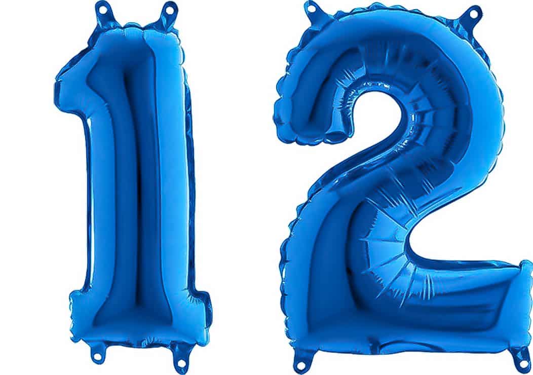 Luftballon Zahl 12 blau (66 cm) - auf Wunsch mit Helium gefüllt