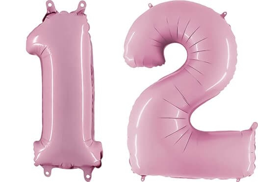 Luftballon Zahl 12 Zahlenballon pastell-pink (100 cm)