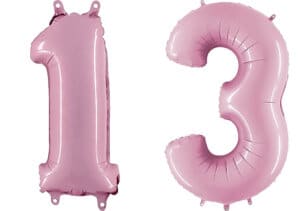 Luftballon Zahl 13 Zahlenballon pastell-pink (100 cm)