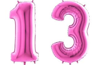 Luftballon Zahl 13 Zahlenballon pink (66 cm)