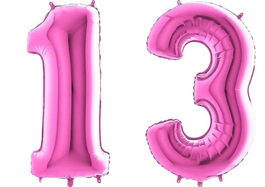 Luftballon Zahl 13 Zahlenballon pink (66 cm)