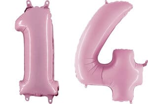 Luftballon Zahl 14 Zahlenballon pastell-pink (100 cm)
