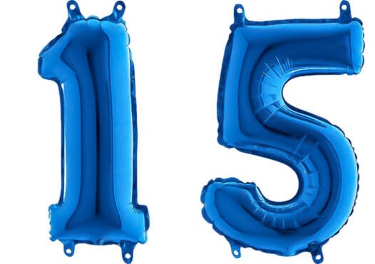 Luftballon Zahl 15 Zahlenballon blau (66 cm)