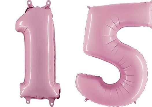 Luftballon Zahl 15 Zahlenballon pastell-pink (100 cm)