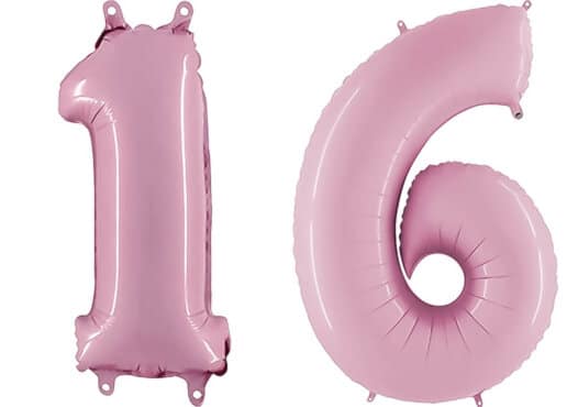 Luftballon Zahl 16 Zahlenballon pastell-pink (100 cm)