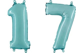 Luftballon Zahl 17 Zahlenballon pastell-blau (100 cm)