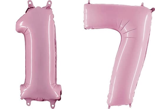 Luftballon Zahl 17 Zahlenballon pastell-pink (100 cm)