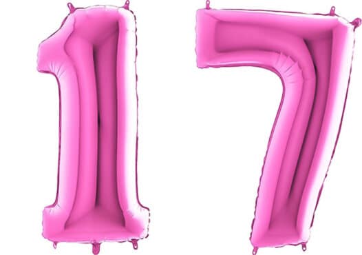Luftballon Zahl 17 Zahlenballon pink (66 cm)