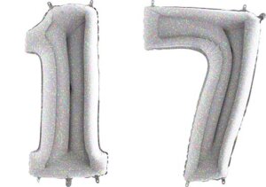 Luftballon Zahl 17 Zahlenballon silber-holographic (100 cm)