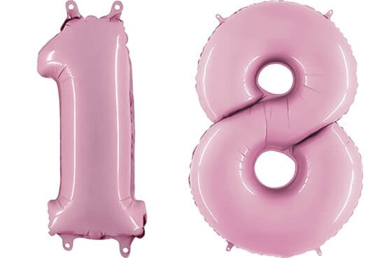 Luftballon Zahl 18 Zahlenballon pastell-pink (100 cm)