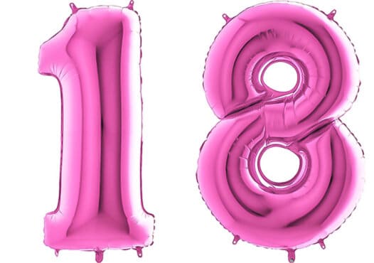Luftballon Zahl 18 Zahlenballon pink (66 cm)