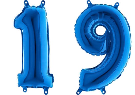 Luftballon Zahl 19 Zahlenballon blau (66 cm)