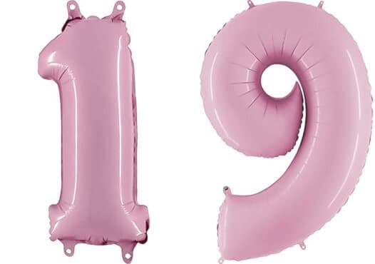Luftballon Zahl 19 Zahlenballon pastell-pink (100 cm)