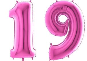 Luftballon Zahl 19 Zahlenballon pink (66 cm)