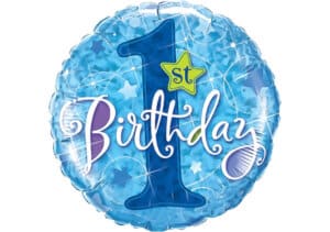 Luftballon 1st Birthday erster Geburtstag Zahl 1 blau (38 cm)