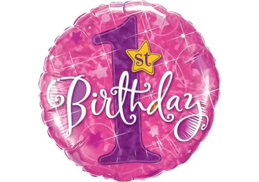 Luftballon 1st Birthday erster Geburtstag Zahl 1 pink (38 cm)