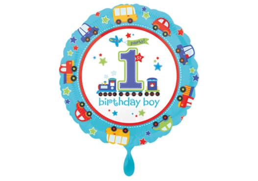 Luftballon rund erster Geburtstag Autos Zahl 1 blau (38 cm)