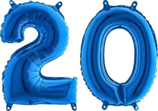 Luftballon Zahl 20 Zahlenballon blau (66 cm)
