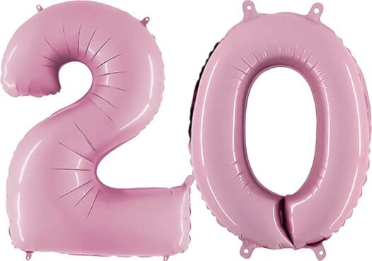 Luftballon Zahl 20 Zahlenballon pastell-pink (100 cm)