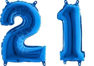 Luftballon Zahl 21 Zahlenballon blau (66 cm)