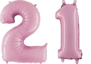 Luftballon Zahl 21 Zahlenballon pastell-pink (100 cm)