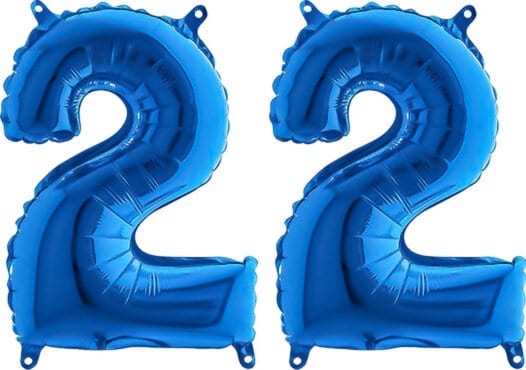 Luftballon Zahl 22 Zahlenballon blau (66 cm)