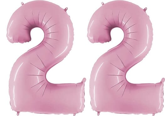 Luftballon Zahl 22 Zahlenballon pastell-pink (100 cm)